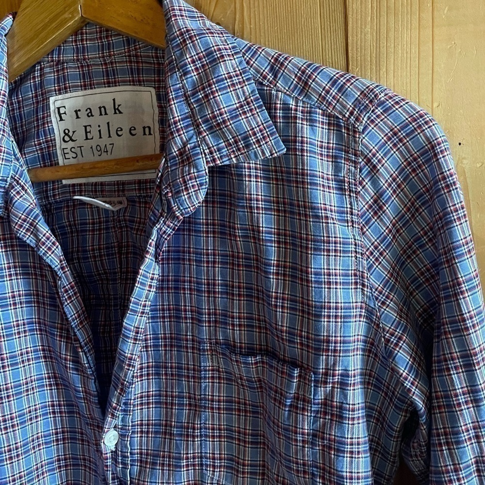 Frank & Eileen Cotton Plaid Blouse Sz Small Sm - Picture 3 of 6